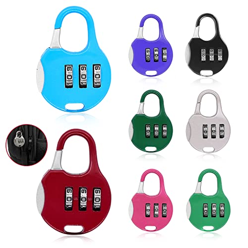 8 pcs Gepäckschloss Zahlenschloss Klein Zahlenschloss Vorhängeschloss 3 Stellig Verstellbares Kombinationsschloss Mini Kofferschloss Mit Zahlencode für Fitnessraum Schließfächer Reisen (8 Farben) von NAMIS