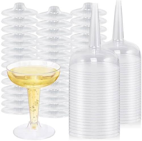 NAMIS Sektgläser Plastik 50 Stück Champagner Coupe Gläser Plastik 120ml Mehrweg Sektgläser Champagnerflöten aus Kunststoff Plastik Sektgläser für Hochzeit Party Picknicks Geburtstage (Transparent) von NAMIS