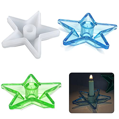 Silikonformen Kerzenhalter Stern Silikonform für Kerzenhalter Epoxidharz Formen DIY Pentagramm Kerzenhalter Silikonform Candlestick Resin Formen für Kreative Kerzen Lichtständer (1pcs) von NAMIS