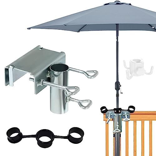 NAMIS Sonnenschirmhalter Balkongeländer Einstellbar Sonnenschirm Balkon Halterung Ø25-38mm, Balkon Schirmhalterung, Geeignet für maximale Breite 5cm Sonnenschirmständer für Balkon, Terrasse, Geländer von NAMIS