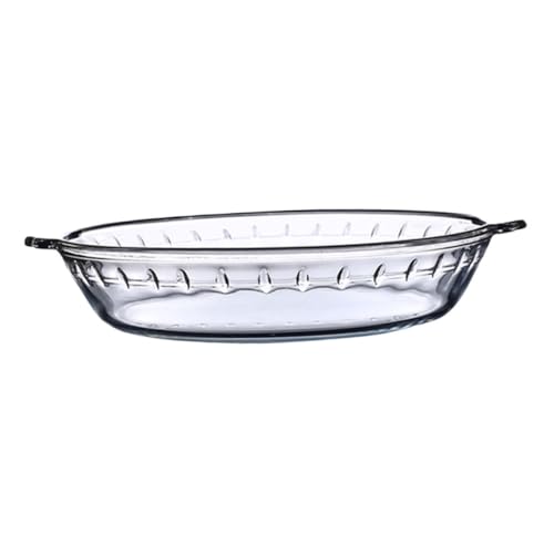 NAMOARLY 1 Stück Hoch temperatur beständige Backform runde Servierplatte Backen Geschirr Tablett Kochen Backplatte Backformen aus Glas für den Ofen gehärtetes Glas Weiß von NAMOARLY