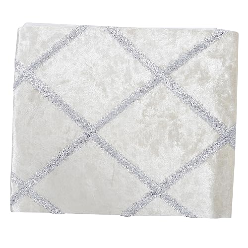 NAMOARLY 1 Stück Large Diamond Lattice Table Flag Tischdecke Tischläufer mit Pailletten Quasten Perlen Gold elegant vorratsregal küche esstisch läufer Tischläufer Dekoration Polyester Weiß von NAMOARLY