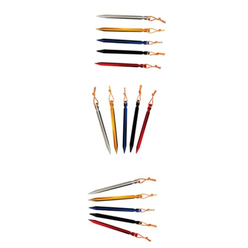 NAMOARLY 10 Stück Förmige Zeltheringe Aluminium mit Schnur Robuste ERD und Sandheringe für Camping und Outdoor Aktivitäten Schwarz von NAMOARLY