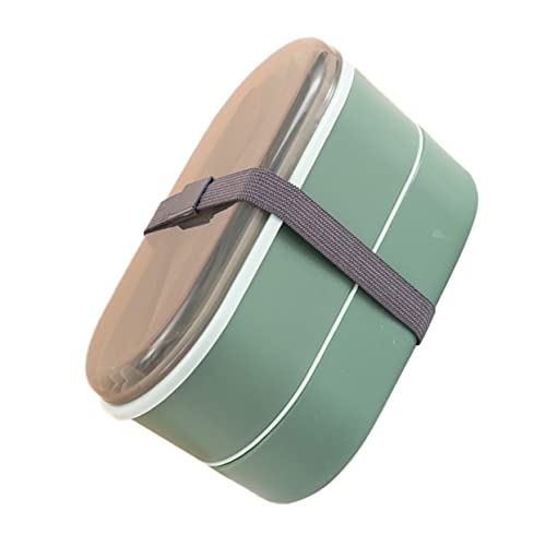 NAMOARLY 1satz Doppelschichtige Lunchbox Für Auslaufsichere Tragbare Brotdose Mit Besteck Für Schule Und Büro Japanisches Design Große Kapazität - Grünes Modell von NAMOARLY