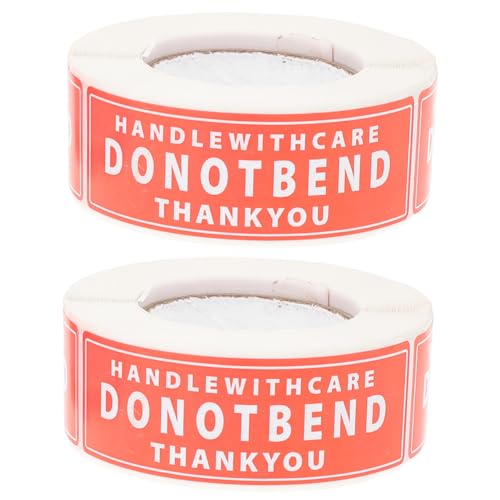 NAMOARLY 2 Rollen Versandaufkleber Fragile Warnhinweise Selbstklebend Bruchsicherer Versandetiketten Stark Haftende Umzugs Verpackungssticker Wetterfest Lesbar für Sichere Paketzustellung von NAMOARLY