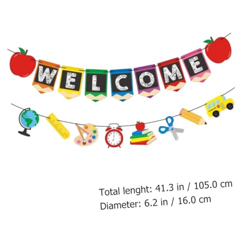 NAMOARLY 4 Stück Willkommensbanner Teilig Schulanfang Deko Back To School Party Hängende Flaggen Klassenzimmer Dekoration für Schule und Zuhause von NAMOARLY