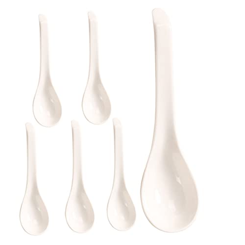 NAMOARLY 6 Stück Teiliges Kleine Weiße Keramik suppenlöffel Hitzebeständig Schlichtes Design für Restaurant Dessert Reis Tischgeschirr von NAMOARLY