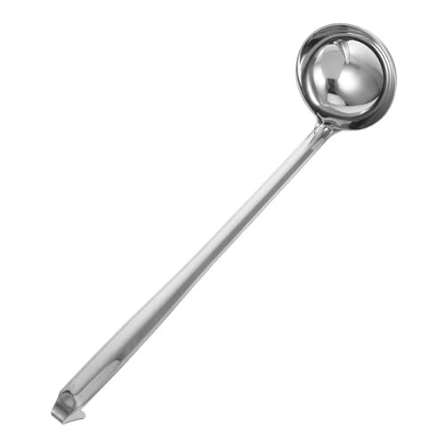 NAMOARLY Edelstahl Suppenkelle mit Haken Tiefer Dicker Schöpflöffel mit Langem Griff Langlebig Spülmaschinenfest für Suppen Porridge und Soßen für Haushalt und Gastronomie von NAMOARLY