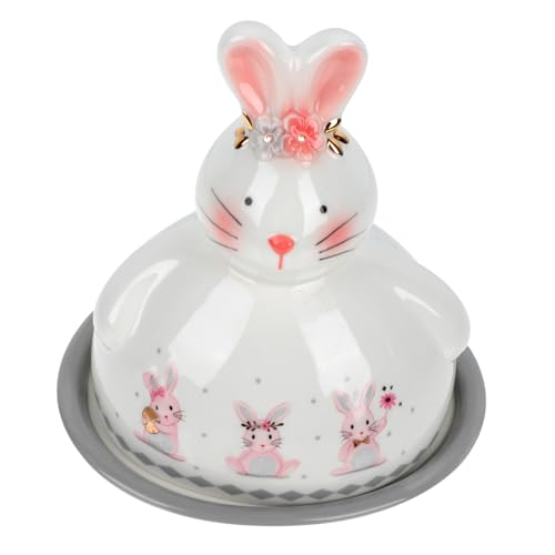 NAMOARLY Keramik Butterdose Kaninchenform Glatte Oberfläche Schützende Snackplatte Stilvolle Butterplatte für Küche und Dessert aus Hochwertiger Keramik von NAMOARLY