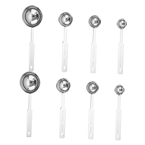 NAMOARLY 8 Stück Messlöffelset Aus Edelstahl Präzise Messung Für Gewürze Und Flüssigkeiten Spülmaschinenfest Und Leicht Zu Reinigen Ergonomisches Design Für Einfache Handhabung Für von NAMOARLY
