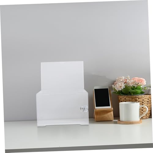 NAMOARLY Transparente Acrylbox mit Schloss und Schildhalter Abschließbare Visitenkarten Vorschlagsbox für Abstimmungen Fundraising Messen Büro und Community Feedback Große Kapazität von NAMOARLY