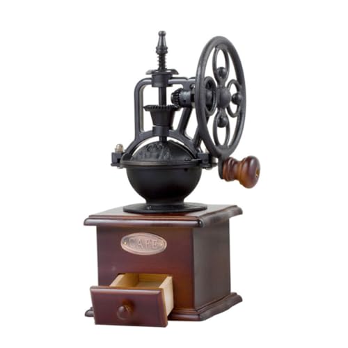 NAMOARLY Vintage Handkurbel Kaffeemühle aus Holz Manuelle Kaffeebohnenschleifmaschine für Heimcafé Langlebig Klassisches Design Handbetrieben von NAMOARLY