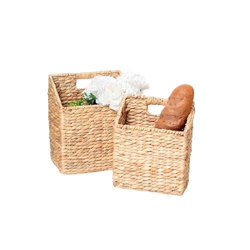 NAMVERA 2er Set Hängende Aufbewahrungskörbe aus Wasserhyazinthe – Handgeflochtene Wandkörbe für Post, Dokumente, Bücher & Zubehör – Wandorganizer für Flur, Küche, Büro – Boho & Landhausstil von NAMVERA
