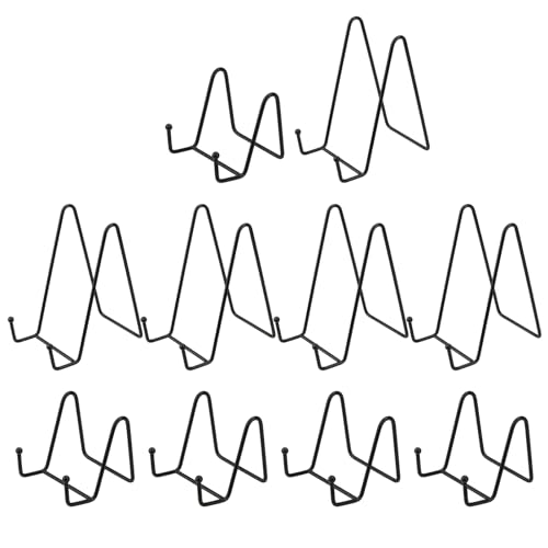 NAMYEUT 10 Stück Staffelei Aufsteller Eisen Display Ständer, 3 Zoll und 6 Zoll Metall Tellerständer Schwarz, Bilderrahmen Ständer Plattenständer Aufsteller für Dekoteller, Bücher, Fotos, Bilderrahmen von NAMYEUT