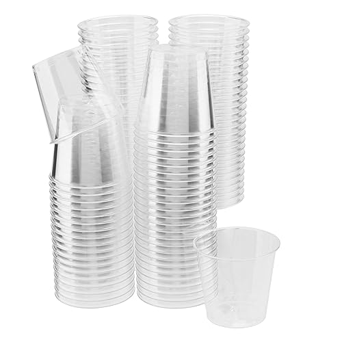 NAMYEUT 100 Stück 30ml Schnapsgläser Plastik, Mini Shotgläser Plastik Trinkbecher Schnapsbecher Kunststoff, klar Plastikbecher Klein für Party Bar Cocktailparty Dessert von NAMYEUT