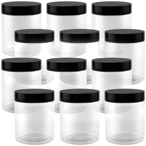 NAMYEUT 12 Stück 250ml Kunststoff Vorratsdosen mit Deckel, BPA-freie Plastik Slime Behälter mit Deckel, Transparent Vorratsgläser Vorratsdosen Set für Küche zu Hause Lebensmittel Spice von NAMYEUT