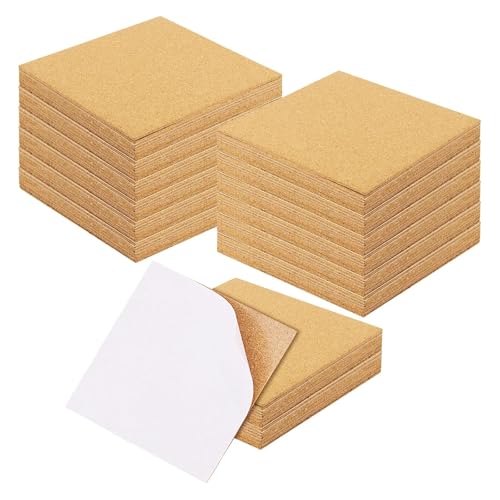 NAMYEUT 120 Stück 10 x 10cm Kork Quadrate Selbstklebend, 2mm dick Korkuntersetzer Quadratisch Korkplatten zum Basteln, Kork Untersetzer Gläser Eckig für Getränke Kaffee Tee Untersetzer von NAMYEUT