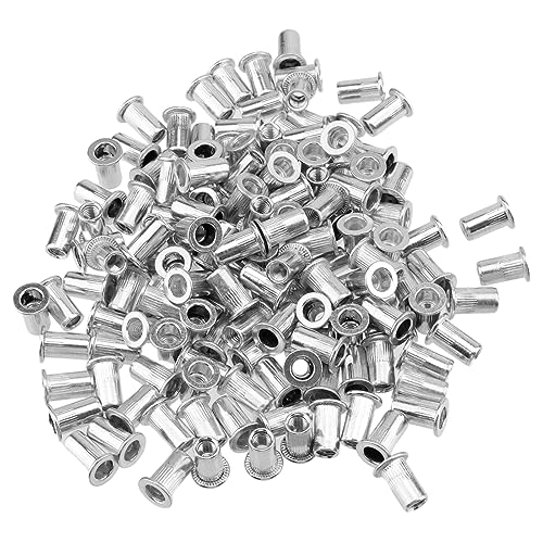 NAMYEUT 150 Stück Nietmuttern M5 Aluminium, Blindnietmuttern M5 x 13 mm, Gewindenieten Einpressmuttern Flachkopf Nietmuttern für Metall, Stahl, Glasfaser, Kunststoff von NAMYEUT