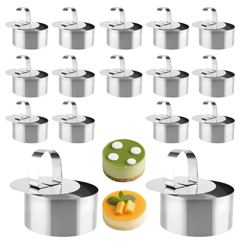 NAMYEUT 16 Stück 8cm Dessertringe Klein, Speiseringe Edelstahl Mousse Ringe mit Presse Heber, kleine Tortenring Kuchenringe Backform für Kuchen, Nachtisch, Gebäck, DIY Desserts NAMYEUT 16 Stück 8cm Dessertringe Klein, Speiseringe Edelstahl Mousse Ringe mit Presse Heber, kleine Tortenring Kuchenringe Backform für Kuchen, Nachtisch, Gebäck, DIY Desserts von NAMYEUT