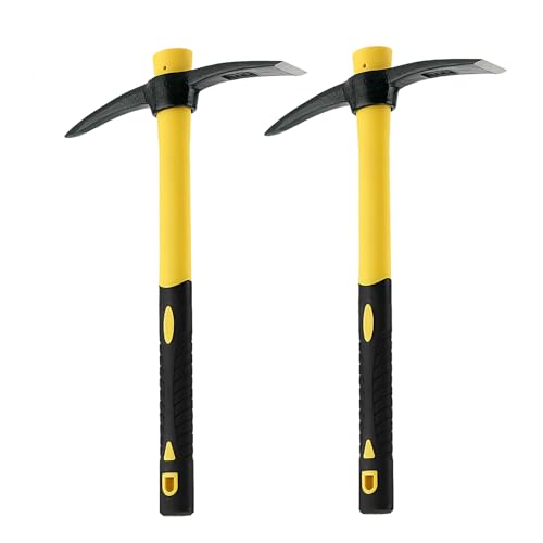 NAMYEUT 2 Stück 38cm Spitzhacke Groß, Garten Pickaxe mit Fiberglas Griff, Kreuzhacke Garten Hacke Mattock Handhacke für Gartenarbeit, Umgraben, Unkraut jäten, Erkunden, Camping von NAMYEUT