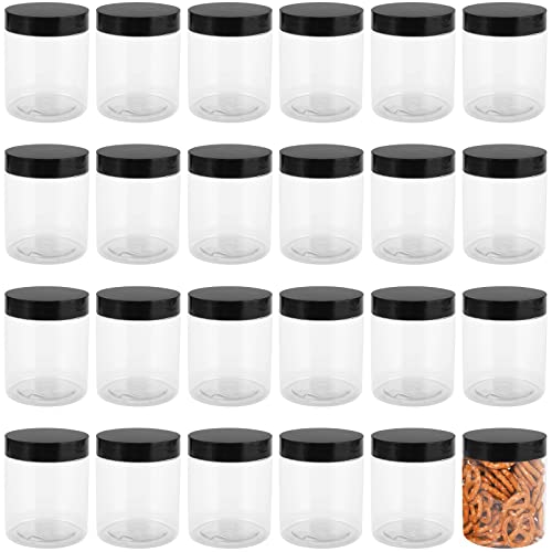NAMYEUT 24 Stück 250ml Kunststoff Vorratsdosen mit Deckel Rund, Slime Behälter mit Deckel Plastik, Vorratsdosen Set Transparent für Slime, Küche Spice Lebensmittel von NAMYEUT