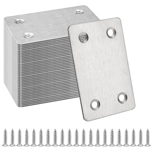 NAMYEUT 40 Stück Flachverbinder Edelstahl, 60 x 38 x 1,5mm Lochplatte Holzverbinder Flachverbinder Metall, Verbindungsplatte Metallverbinder für Verbindung Holzmöbeln von NAMYEUT