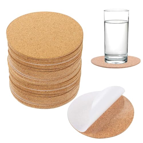 NAMYEUT 50er Set Untersetzer Kork 10 cm Dm 2 mm Dick Runde Kork Untersetzer Gläser Holz Korkuntersetzer für Getränke Kaffee Tee Untersetzer, Perfekt für Haus, Büro, Bar & Restaurant von NAMYEUT