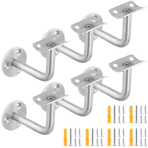 NAMYEUT 6 Stück Geländer Handlaufhalter 304 Edelstahl Handlaufstütze, Handlauf Halterungen, Handlaufträger Edelstah Handlauf Befestigung, Wandhalterung Treppe für Treppengeländer Wandhalter Holz von NAMYEUT