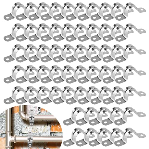 NAMYEUT 60 Stück U Rohrschellen 20mm Edelstahl, Rohrhalterung Befestigungsschelle Schlauchschellen Zweiloch U Förmige Rohrschellen für Gasrohre, Wasserrohre, Rohre Wand von NAMYEUT