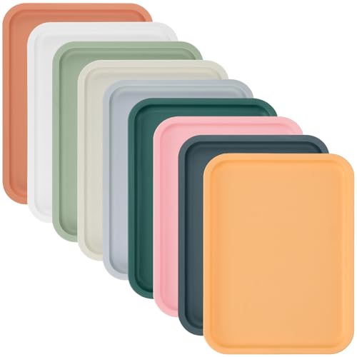 NAMYEUT 9 Stück Tablett Plastik Bunt, 30,5x23x1,5cm Plastiktabletts Rechteckig Mini Tablett, Plastik Serviertablett Bunt Kunststoff Rechteckig Tablett für Küche Café Bäckerei Restaurant von NAMYEUT
