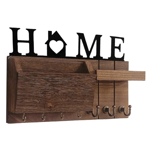 NAMYEUT Wand-Schlüsselhalter mit 7 Haken, Schlüsselhalter aus Holz mit Postsortierer, Wandmontiertes Regal, Schlüsselbrett für Eingang, Schlafzimmer, Wohnzimmer NAMYEUT Wand-Schlüsselhalter mit 7 Haken, Schlüsselhalter aus Holz mit Postsortierer, Wandmontiertes Regal, Schlüsselbrett für Eingang, Schlafzimmer, Wohnzimmer von NAMYEUT
