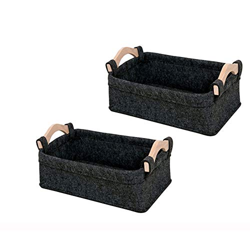 NANANA Aufbewahrungskiste Filz Ablagekorb Wohnzimmer Couchtisch Aufbewahrungsbox Tuch Filz Aufbewahrungskorb für Schlafzimmer Wohnzimmer Büro, Zeitschriften Oder Spielzeug,Multi-Size,Schwarz,L von NANANA