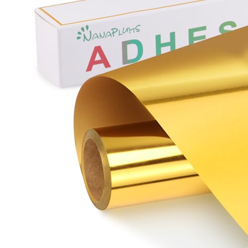 NANAPLUMS Selbstklebendes Plotterfolie Vinyl - Holographisches Permanentes Plotterfolie Vinyl, Selbstklebende Folie für Dauerhaften Aufklebern, Schilder(Metallisches Gold, 30.5x400cm) von NANAPLUMS