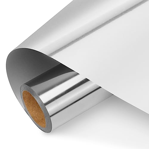 NANAPLUMS Selbstklebendes Plotterfolie Vinyl - Holographisches Permanentes Plotterfolie Vinyl, Selbstklebende Folie für Dauerhaften Aufklebern, Schilder(Metallisches Silber, 30.5x200cm) von NANAPLUMS