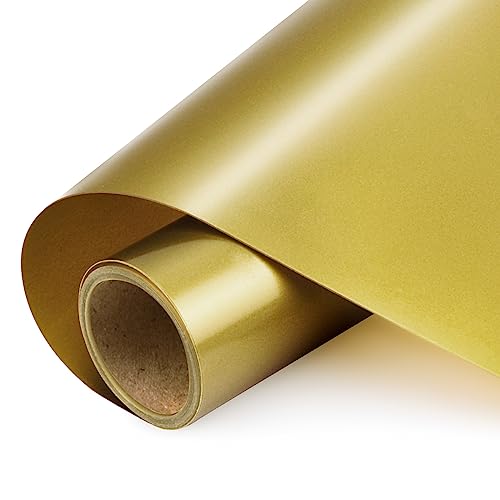 NANAPLUMS Selbstklebendes Plotterfolie Vinyl - Holographisches Permanentes Plotterfolie Vinyl, Selbstklebende Folie für Dauerhaften Aufklebern, Schilder(Mattes Gold, 30.5x200cm) von NANAPLUMS