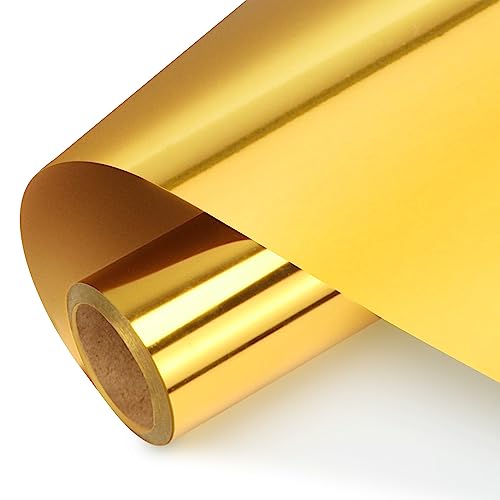 NANAPLUMS Selbstklebendes Plotterfolie Vinyl - Holographisches Permanentes Plotterfolie Vinyl, Selbstklebende Folie für Dauerhaften Aufklebern, Schilder(Metallisches Gold, 30.5x200cm) von NANAPLUMS