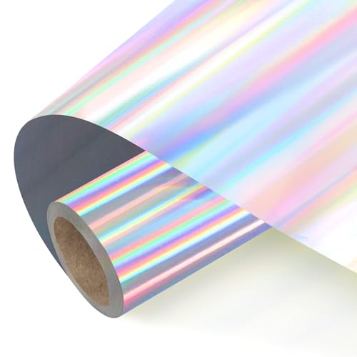 NANAPLUMS Selbstklebendes Vinylfolie Plotter - Holographisches Funkelndes Plotterfolie Vinyl Permanent Rolle, Selbstklebende Folie (Blitzbeschichtung Lasersilber, 30.5x200cm) von NANAPLUMS