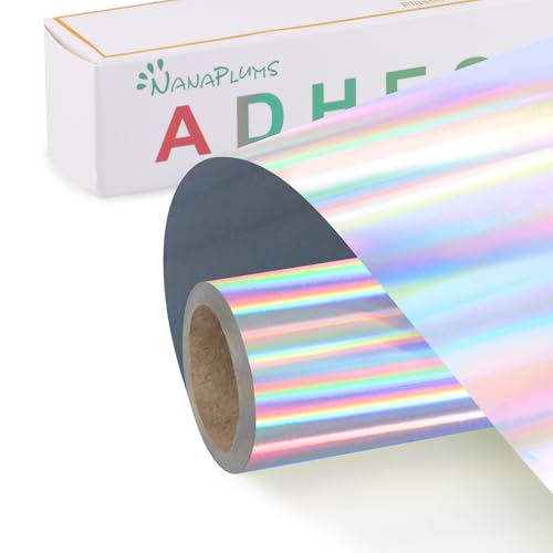 NANAPLUMS Selbstklebendes Vinylfolie Plotter - Holographisches Funkelndes Plotterfolie Vinyl Permanent Rolle, Selbstklebende Folie (Blitzbeschichtung Lasersilber, 30.5x400cm) von NANAPLUMS
