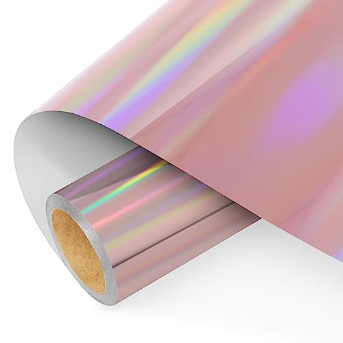 NANAPLUMS Selbstklebendes Vinylfolie Plotter - Holographisches Funkelndes Plotterfolie Vinyl Permanent Rolle, Selbstklebende Folie (Blitzbeschichtung Roségold, 30.5x200cm) von NANAPLUMS