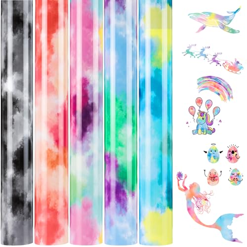 NANAPLUMS Tie Dye Plotterfolie Textil - Heat Transfer Vinyl 30.5 cm*25.4 cm Fexfolie Plotter Textil Bügelfolie Regenbogen Vinylfolie für DIY-Projekte (Tie Dye) NANAPLUMS Tie Dye Plotterfolie Textil - Heat Transfer Vinyl 30.5 cm*25.4 cm Fexfolie Plotter Textil Bügelfolie Regenbogen Vinylfolie für DIY-Projekte (Tie Dye) von NANAPLUMS