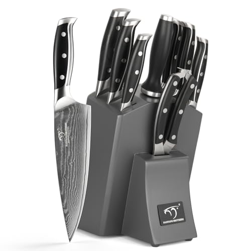 NANFANG BROTHERS Professionelles Damaskus Messerblock Set 9er Kochmesser-Set Aus Edelstahl Mit Holzblock Block Sets Grau NANFANG BROTHERS Professionelles Damaskus Messerblock Set 9er Kochmesser-Set Aus Edelstahl Mit Holzblock Block Sets Grau von NANFANG BROTHERS