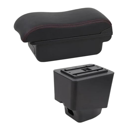NANGAEBPPW Armauflage Boxen Für R&enault Für Captur Kaptur 2018 2019 2020 2021 Kaptur Auto Leder Armstütze Mittelkonsole Aufbewahrungsbox(B2 Rote Linie) von NANGAEBPPW