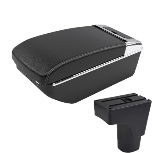 NANGAEBPPW Für Datsun GO Für GO Plus Universelle Auto Mittelarmlehne Aufbewahrungsbox Getränkehalter(A3 Schwarz weiß 7USB) von NANGAEBPPW