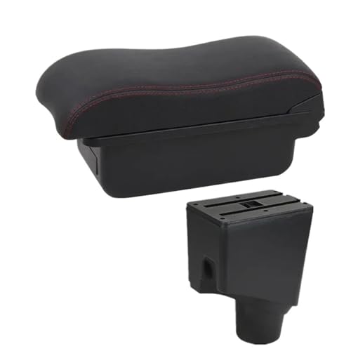 NANGAEBPPW Für Toyota Für Yaris 2015 2016 2017 2018 2019 2020 2021 2022 Auto-Armlehnenbox Für Toyota Für Yaris Hybrid Aufbewahrungsbox(A1 Schwarz Rot KEIN USB) von NANGAEBPPW