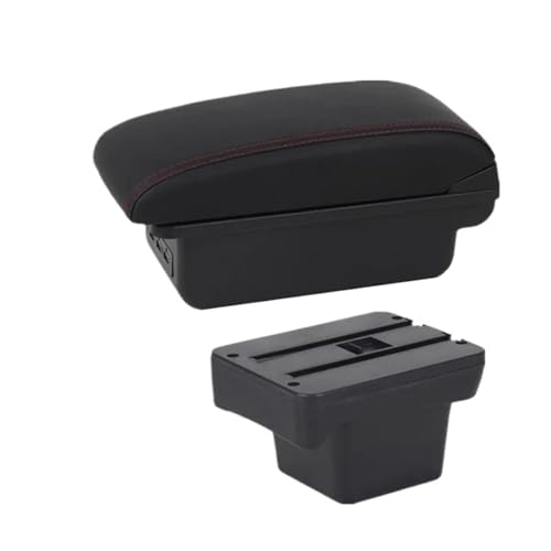 NANGAEBPPW Für VW Für Caddy 5 2024 Armaturenbrett-Box Armaturenbrett-Ablagebox Aufbewahrungsbox Innenraum-Nachrüstung(B1 Schwarz rot 3USB) von NANGAEBPPW