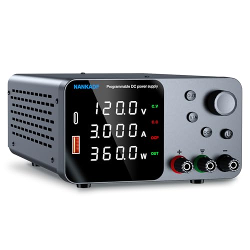 Labornetzgerät 120V 3A, DC geregeltes Netzteil mit USB-A/Type-c Schnittstelle, Labornetzteil mit Encoderregelung 4-stellige LED-Präzisionsanzeige für Labor und Elektronikreparatur von NANKADF