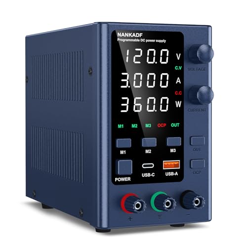 NANKADF Labornetzgerät 0-120V0-3A DC geregeltes Netzteil mit Datenspeicher Variables Schaltnetzteil Hochpräzise LED-Anzeige Labornetzteil mit 5V/3,6A USB-Anschluss von NANKADF