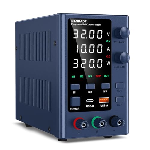 NANKADF Labornetzgerät 0-30V0-10A DC geregeltes Netzteil mit Datenspeicher Variables Schaltnetzteil Hochpräzise LED-Anzeige Labornetzteil mit 5V/3,6A USB-Anschluss von NANKADF