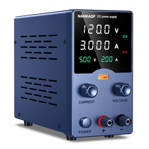 NANKADF Labornetzteil, 0-120V 0-3A DC-Netzteil, Labornetzgerät mit Drehknopfverstellung, einstellbares Schaltnetzteil mit 5V 3,6A USB-Schnellladefunktion von NANKADF