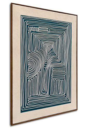 NANKAI Handgemaltes, blaues, strukturiertes abstraktes Ölgemälde, modernes und minimalistisches dekoratives Kunstwerk, geeignet für Wanddekoration in einem Familienbüro oder Flur, 91,4 x 61 cm (mit von NANKAI